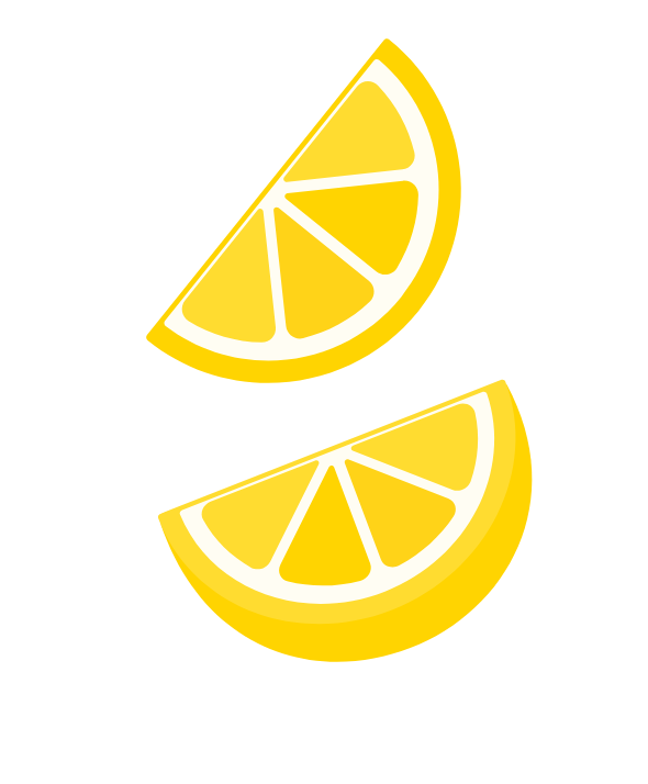 Two half slices of lemon