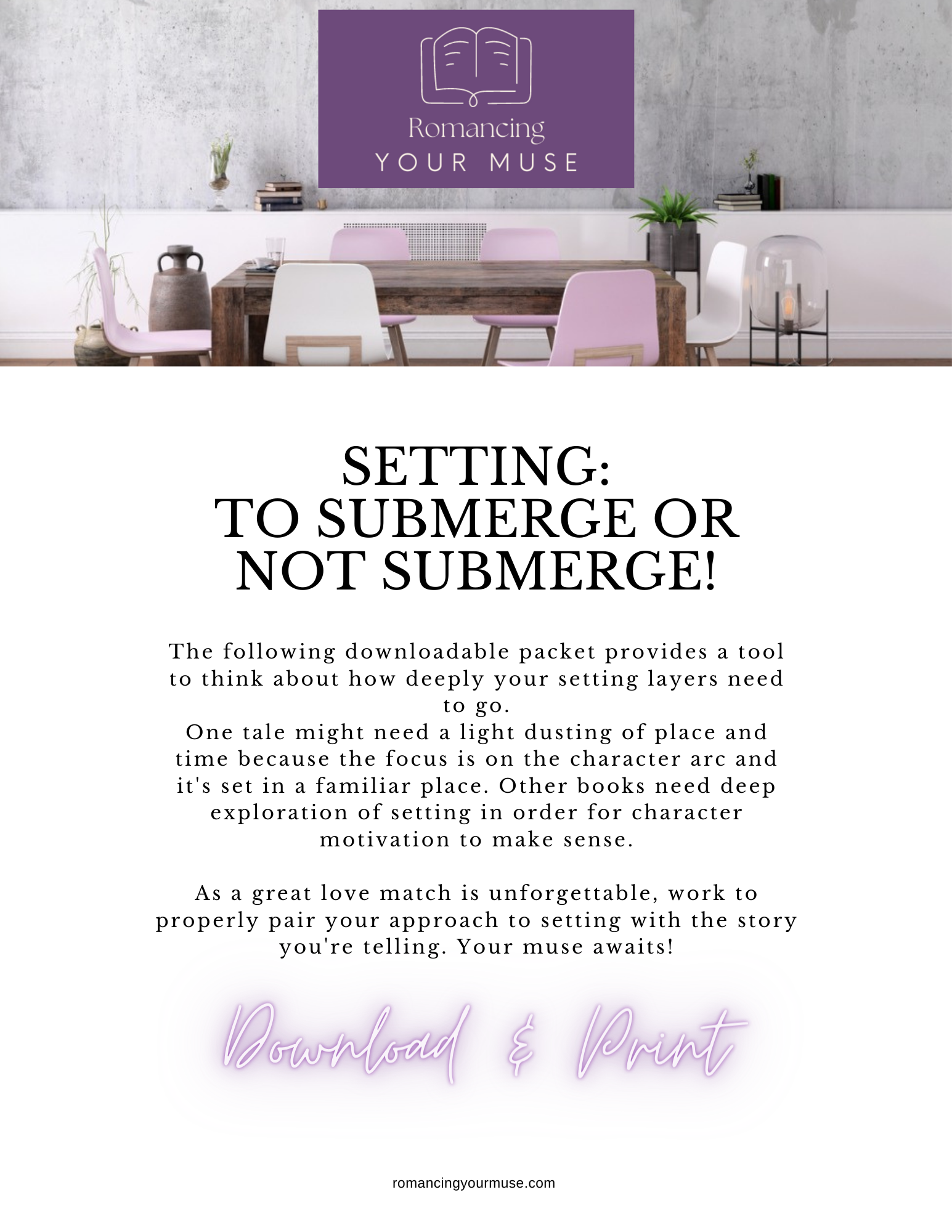 Invite Your Muse: Setting--To Submerge or Not Submerge