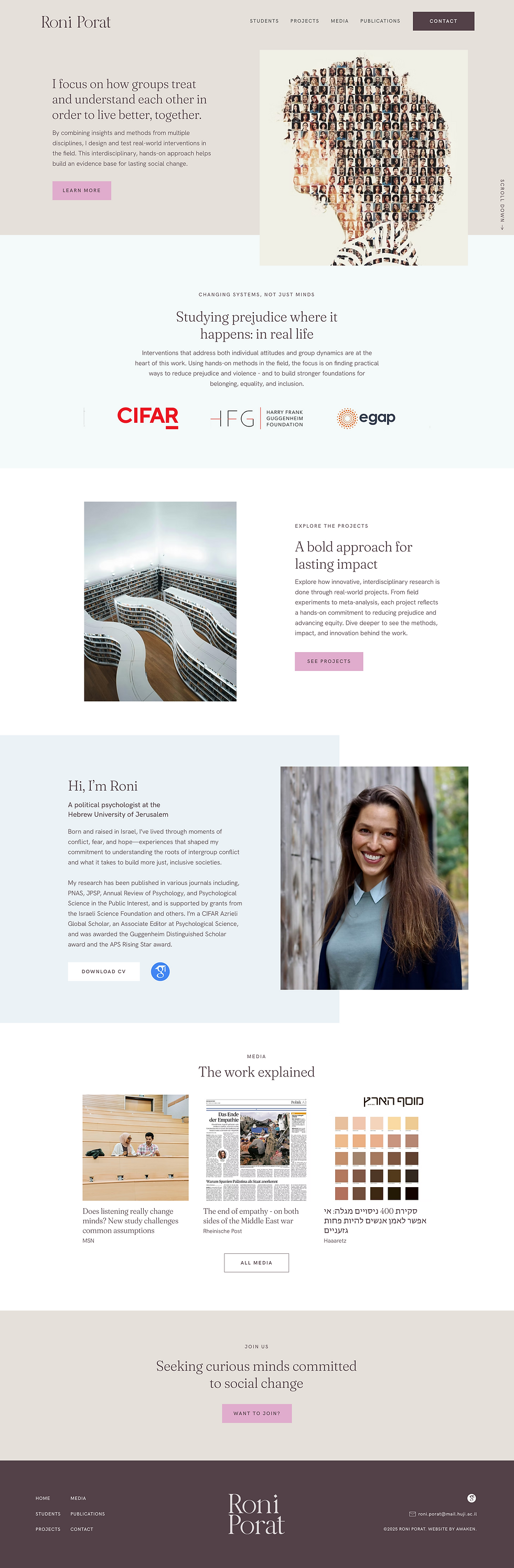 Homepage of a research lab