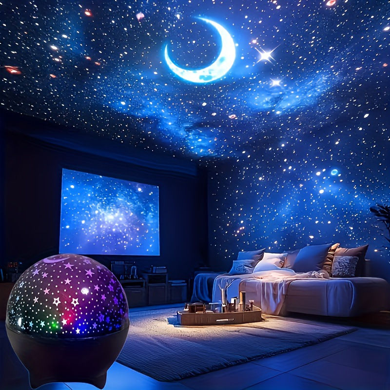 LED Night Lights Starry Sky Moon Projector Light USB Plug 7 Modes Colorful Strob