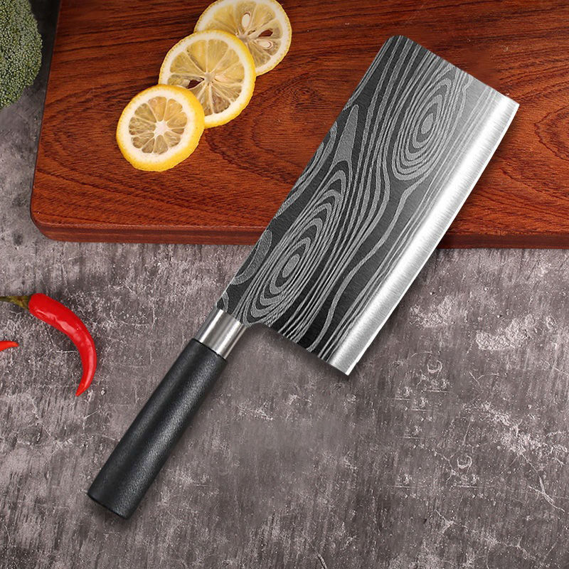 Miniatura: Laser Damascus Pattern Utility Kitchen Knives Scissors Sharpening Rod Set Stainl