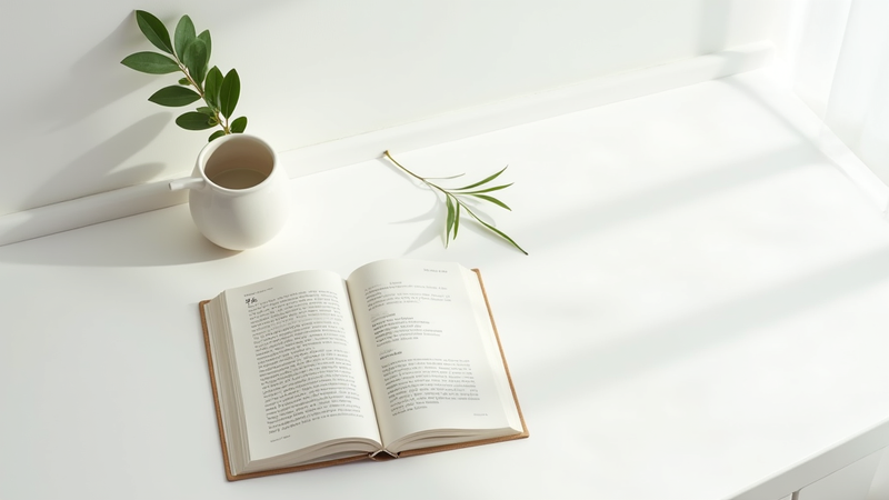 Book on white table