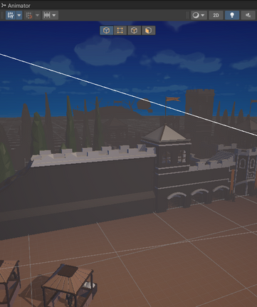a nice view of the castle, castle walls, and merchant infront of the desert scene I was making in unity. (some unity asset store stuff was used)