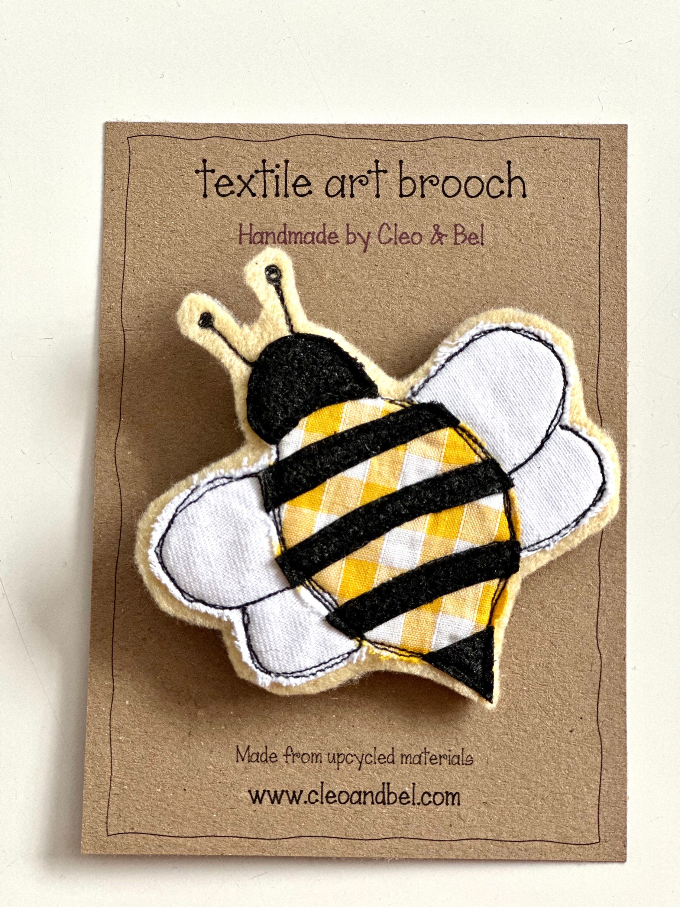 Bee textile brooches