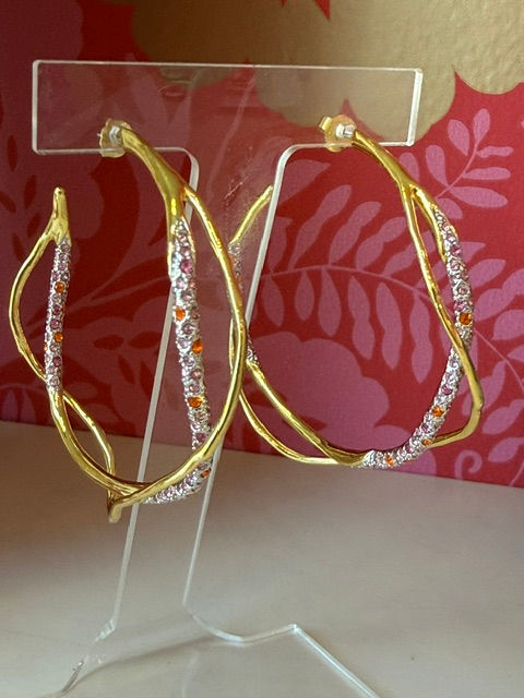 Alexis Bittar Pink Stone Gold Hoops