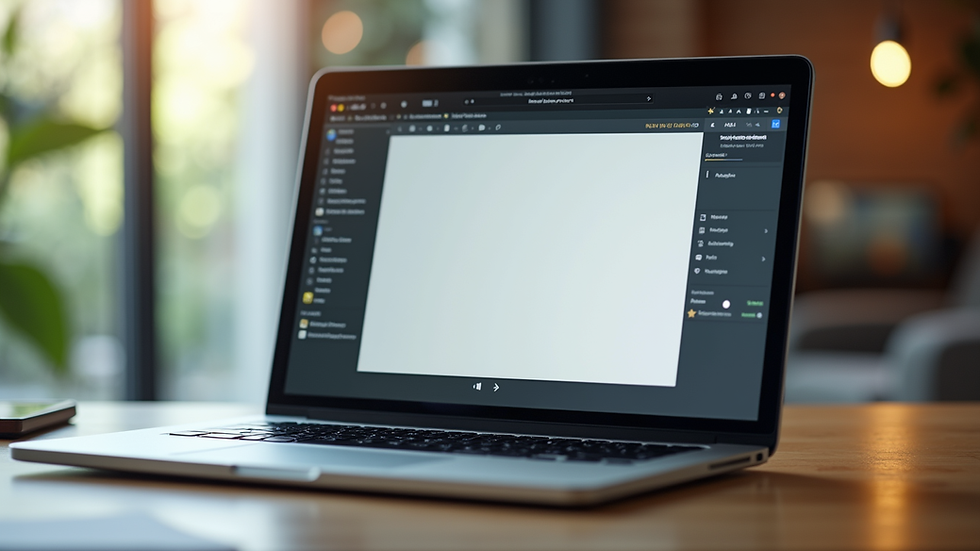 Eye-level view of a laptop screen showing a simple website layout