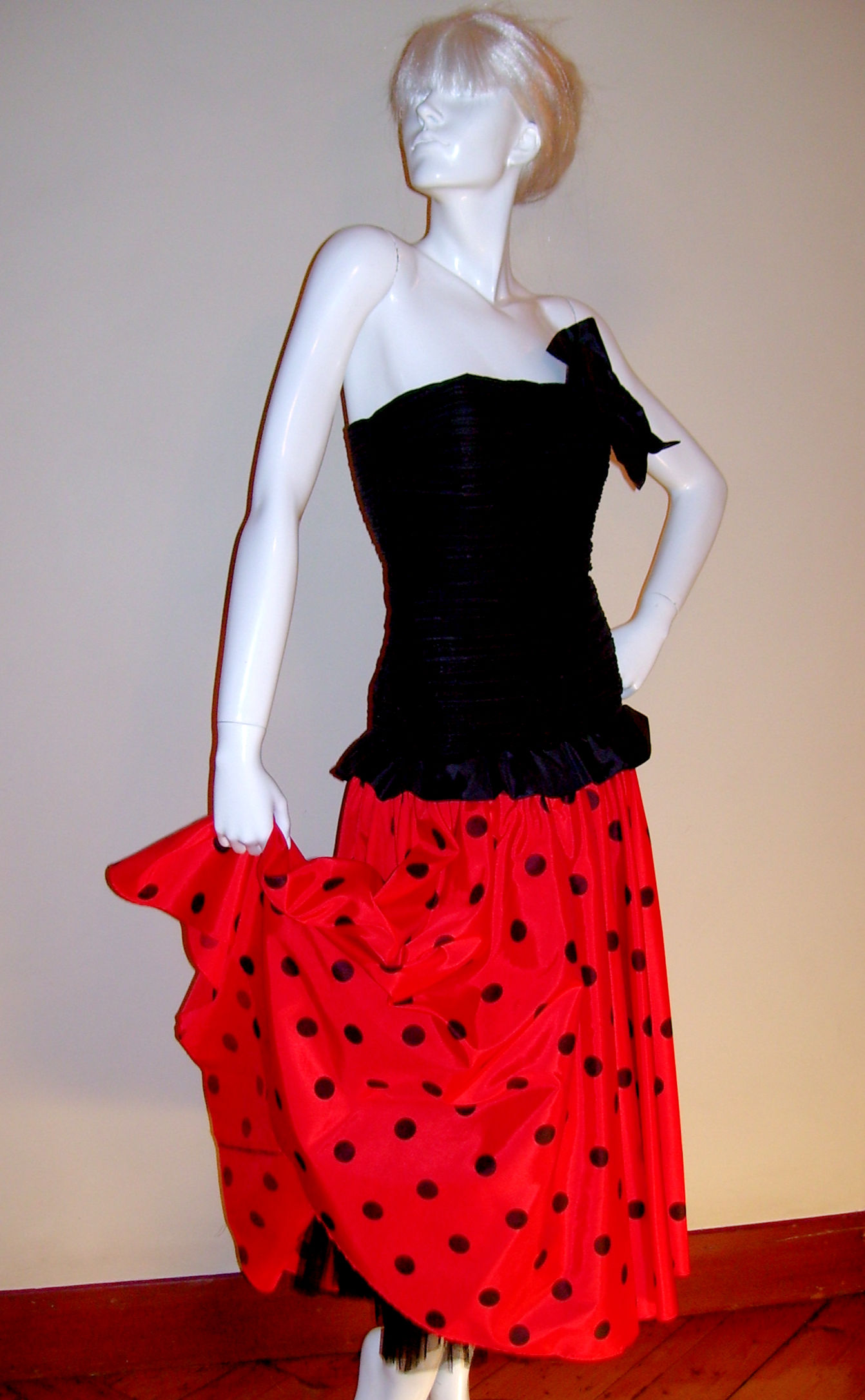 Red & Black Spots Race Day or Evening Dress