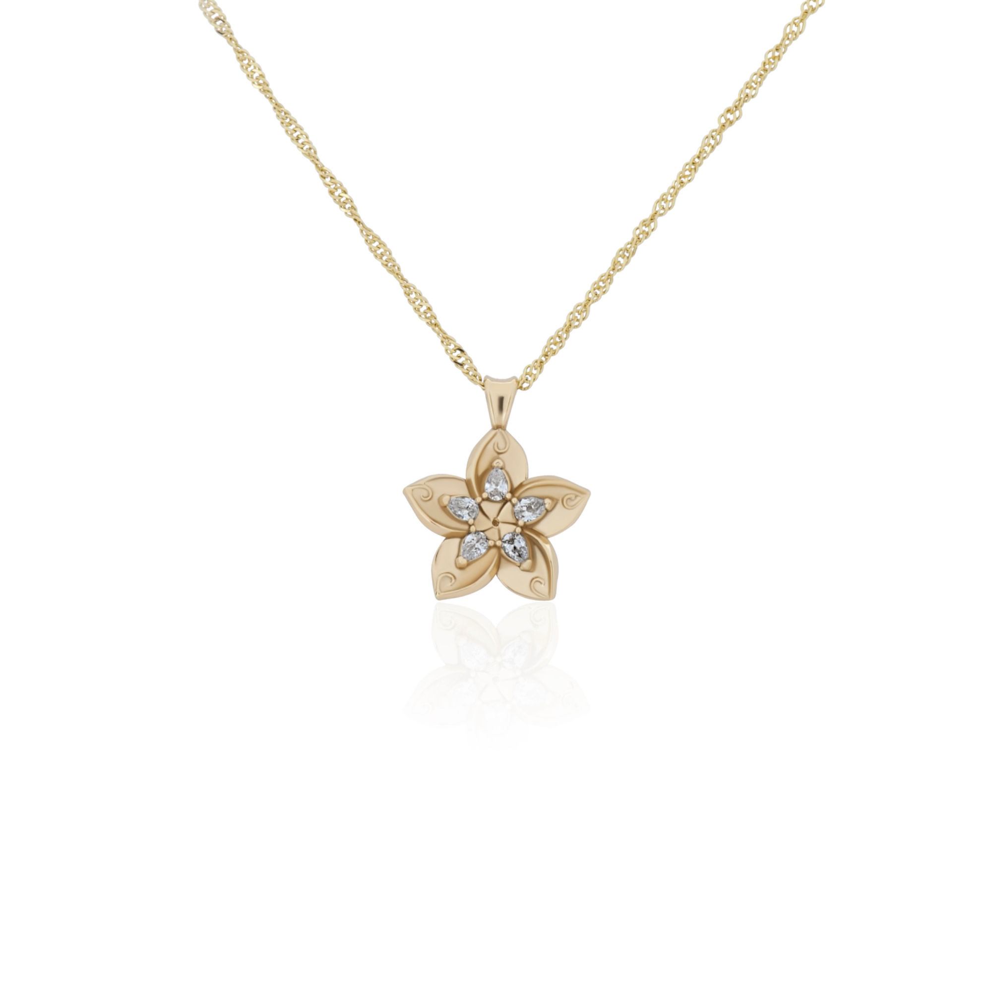 Promising Plumeria Necklace with gold flower pendant