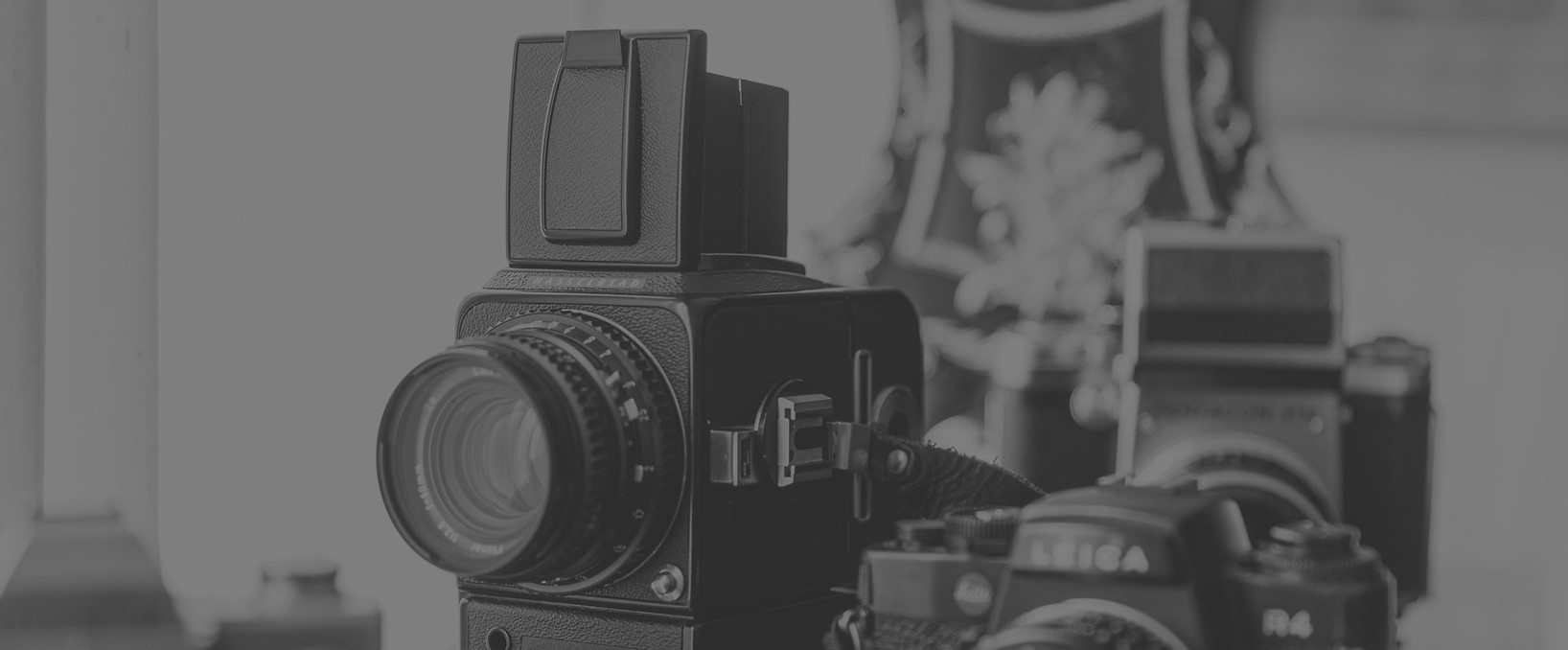 Vintage cameras-Hasselblad and leica R4 in B&W