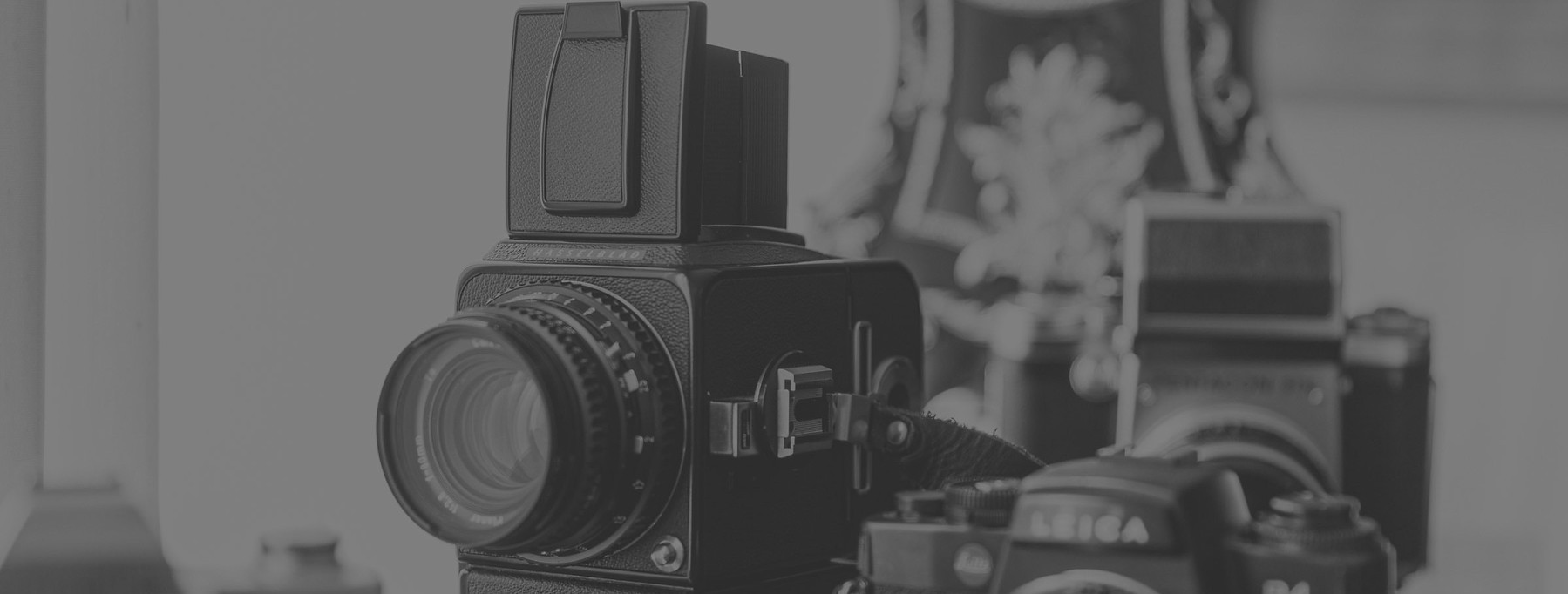 Vintage cameras-Hasselblad and leica R4 in B&W