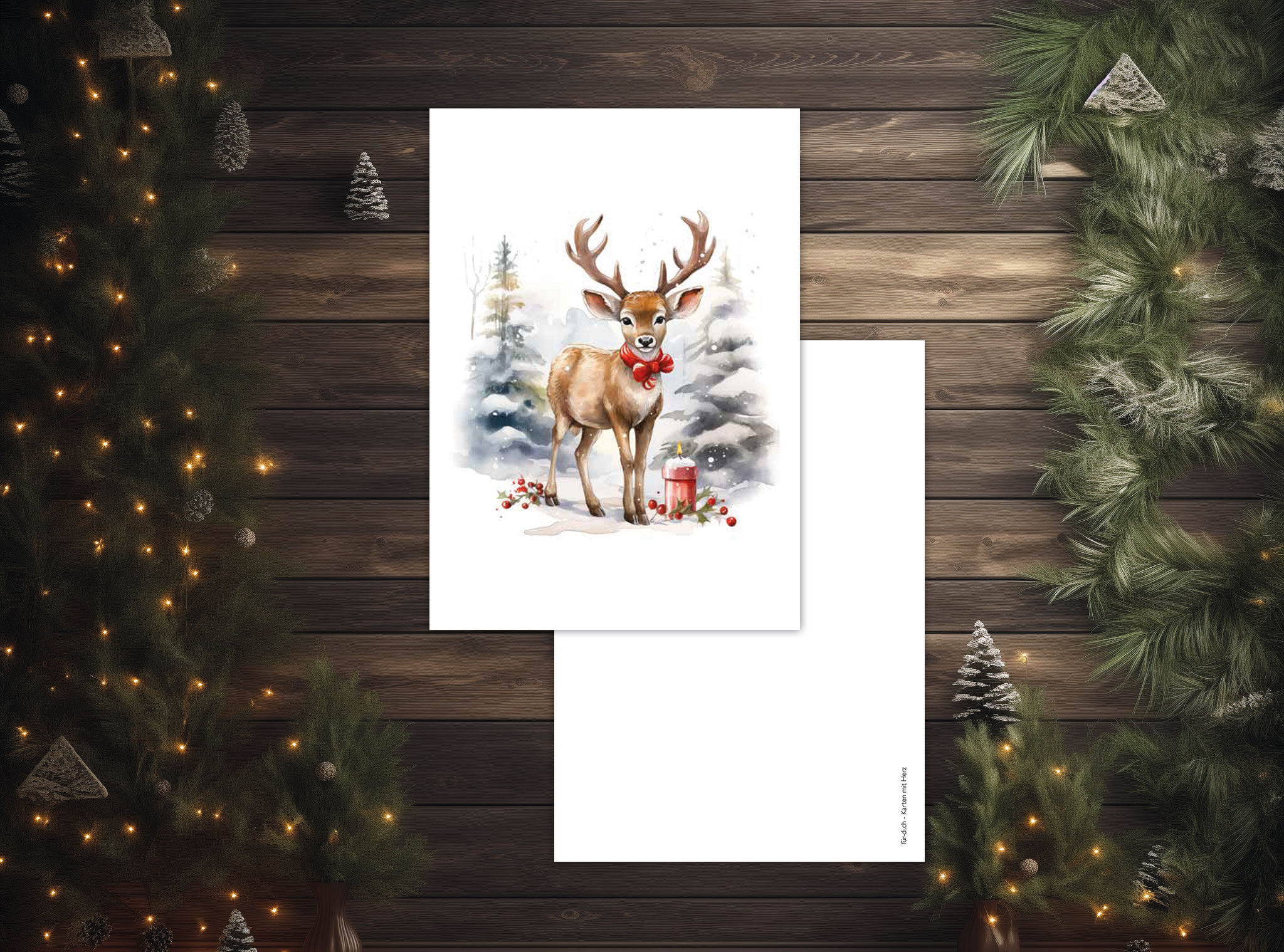 Grusskarte A6 "Weihnachtsrentier"