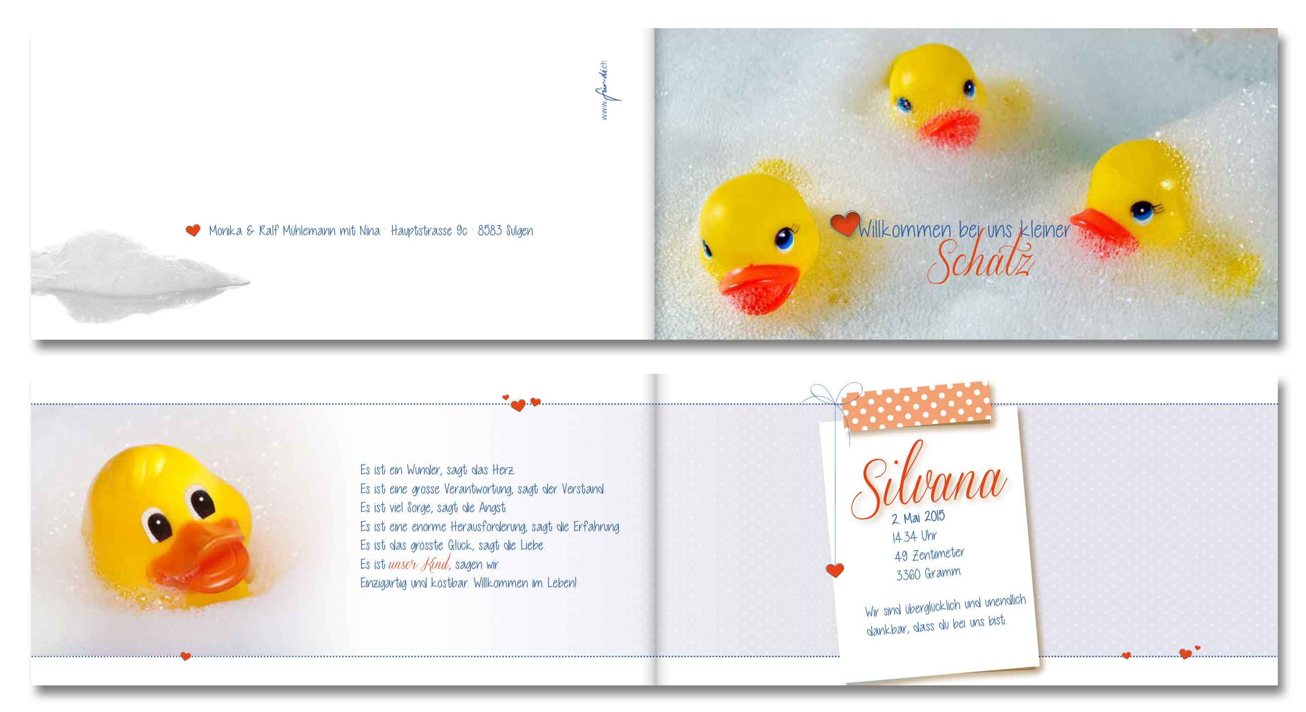 Geburtskarten liebevoll gestaltet online bestellen Schweiz Zimmermann Satz Druck Papier