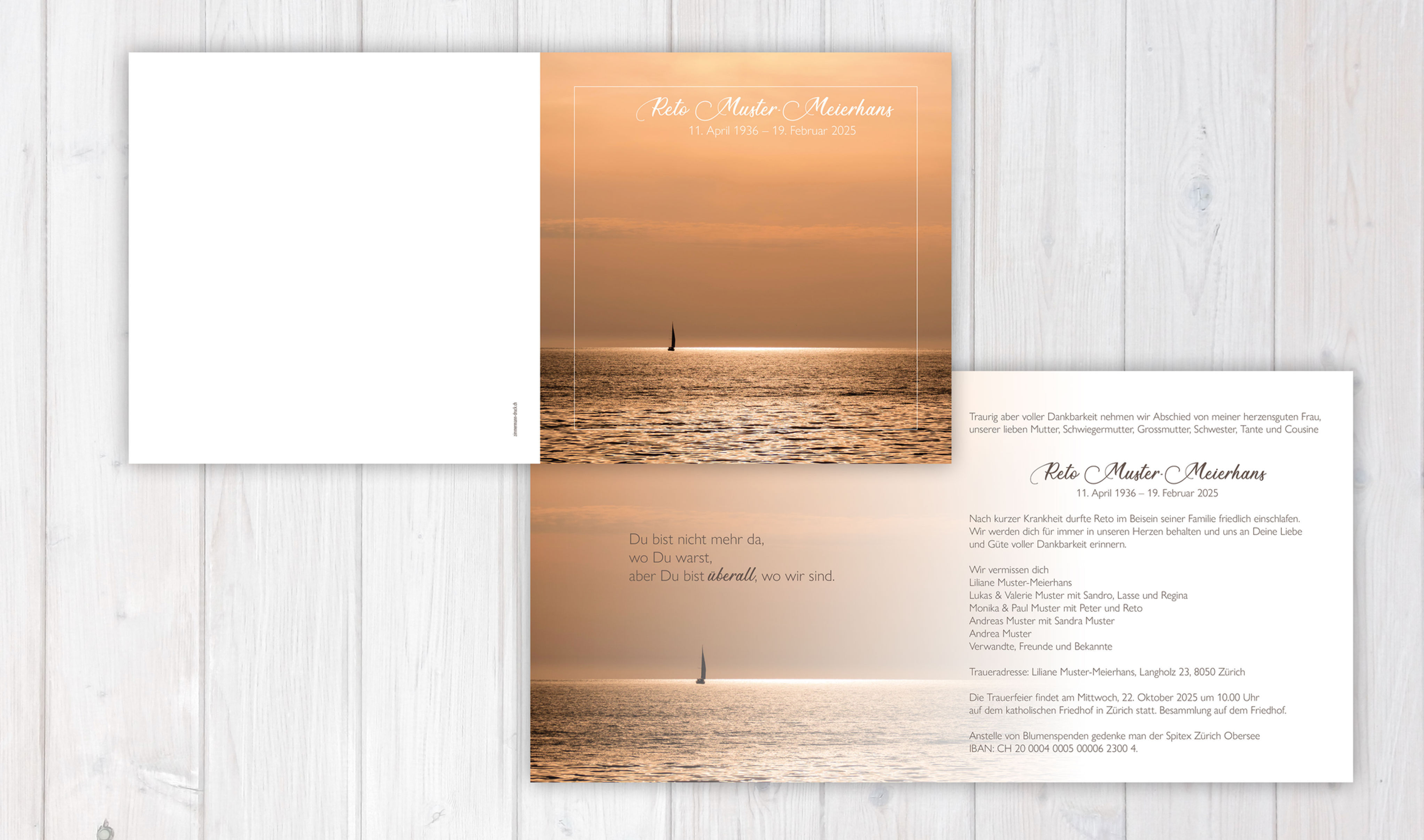 Trauerkarten mit Herz um in Liebe und Dankbarkeit an den Verstorbenen zu erinnern. Trauerkarten online bestellen Schweiz