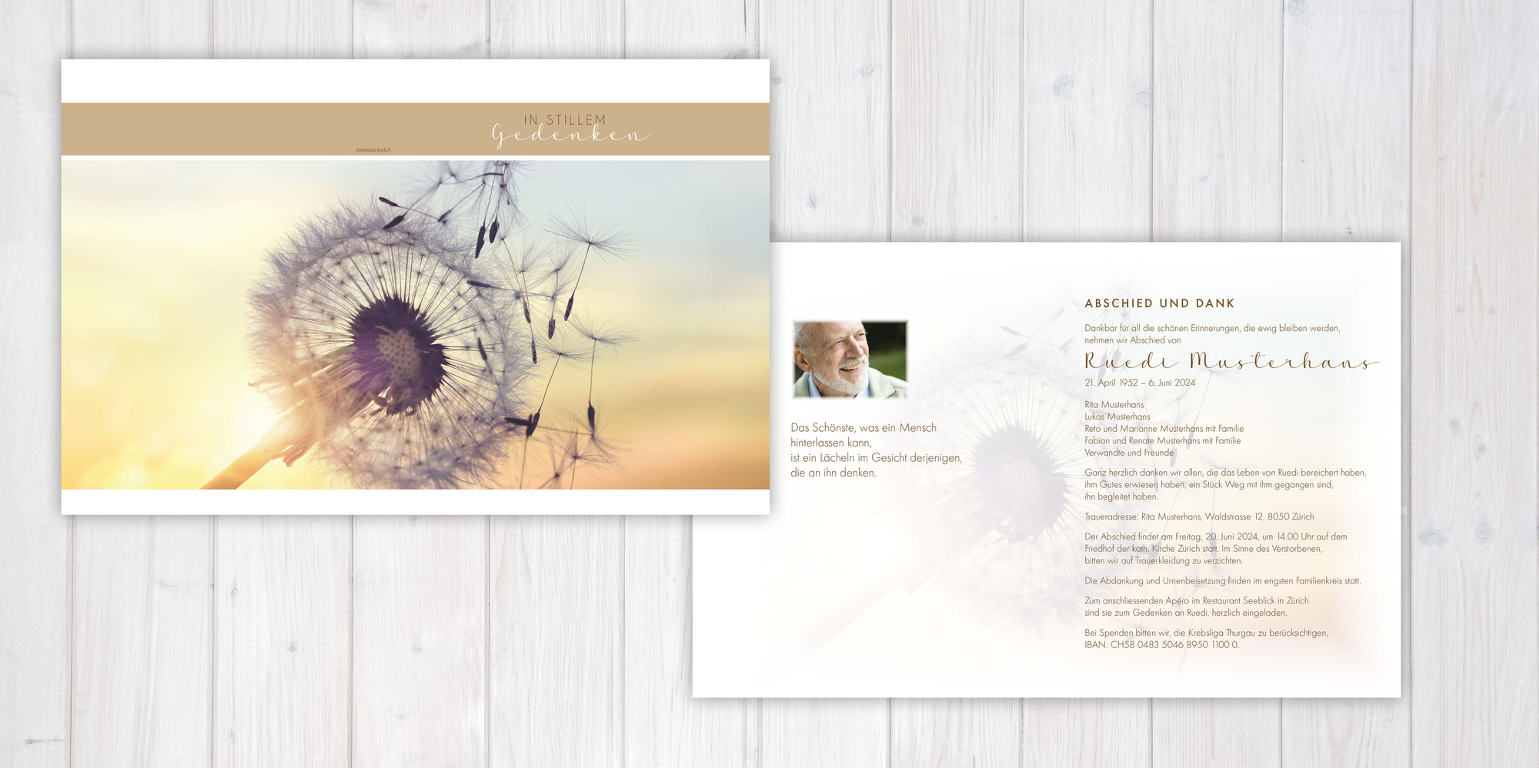 Trauerkarten mit Herz um in Liebe und Dankbarkeit an den Verstorbenen zu erinnern. Trauerkarten online bestellen Schweiz