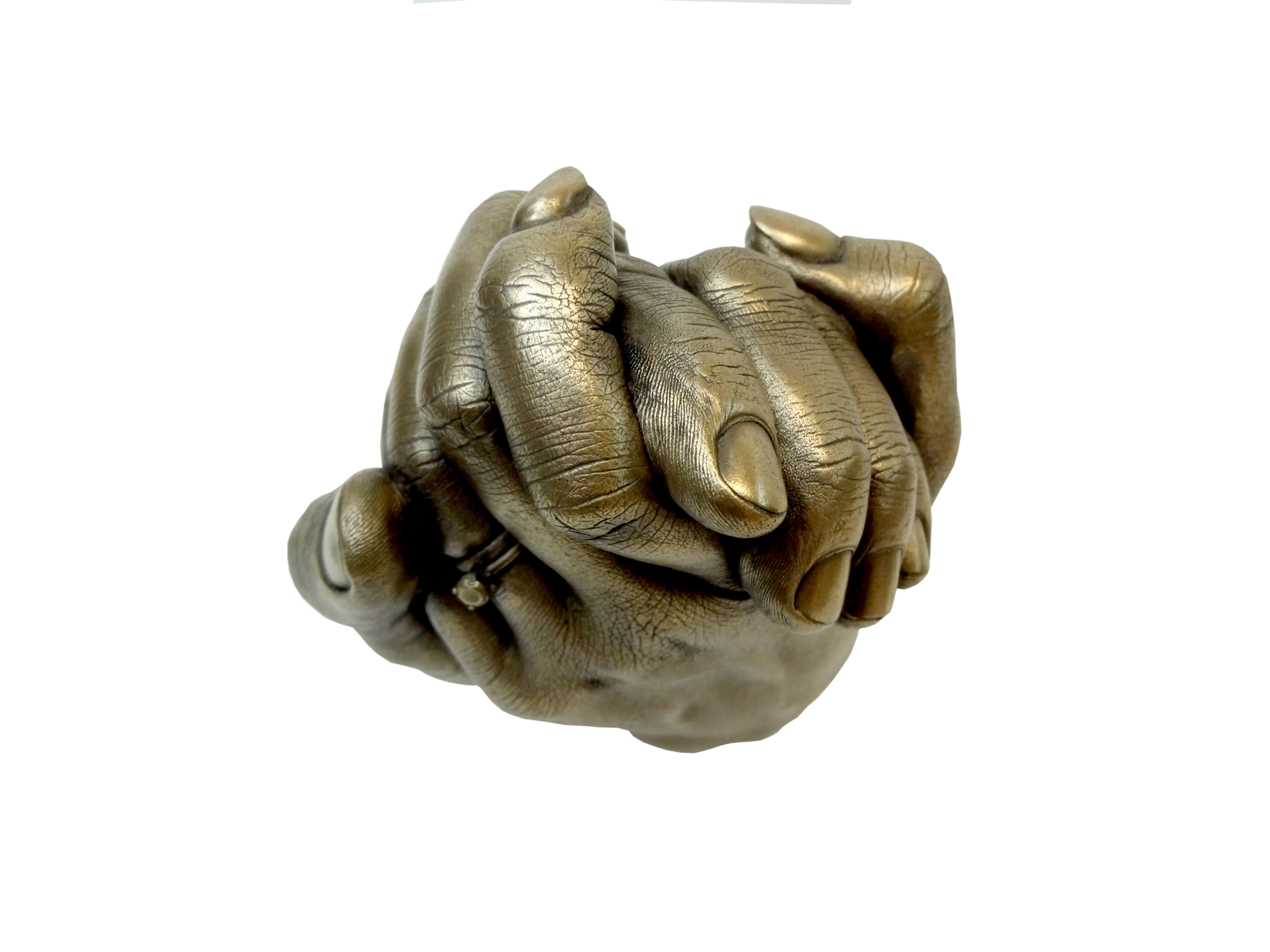 Gifted holding hands casting in cold cast metal