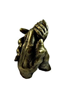 aged brass hand sculpture of three generations of women by angelcasts in manchester & london