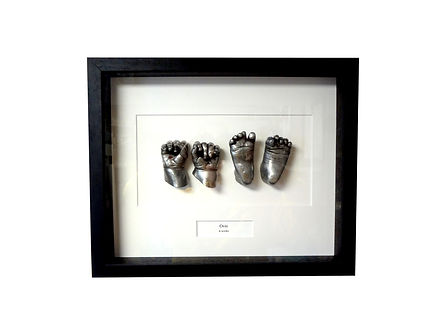 aluminium metal baby castings framed baby cast keepsake by Angelcasts in Manchester baby casting in london and manchester