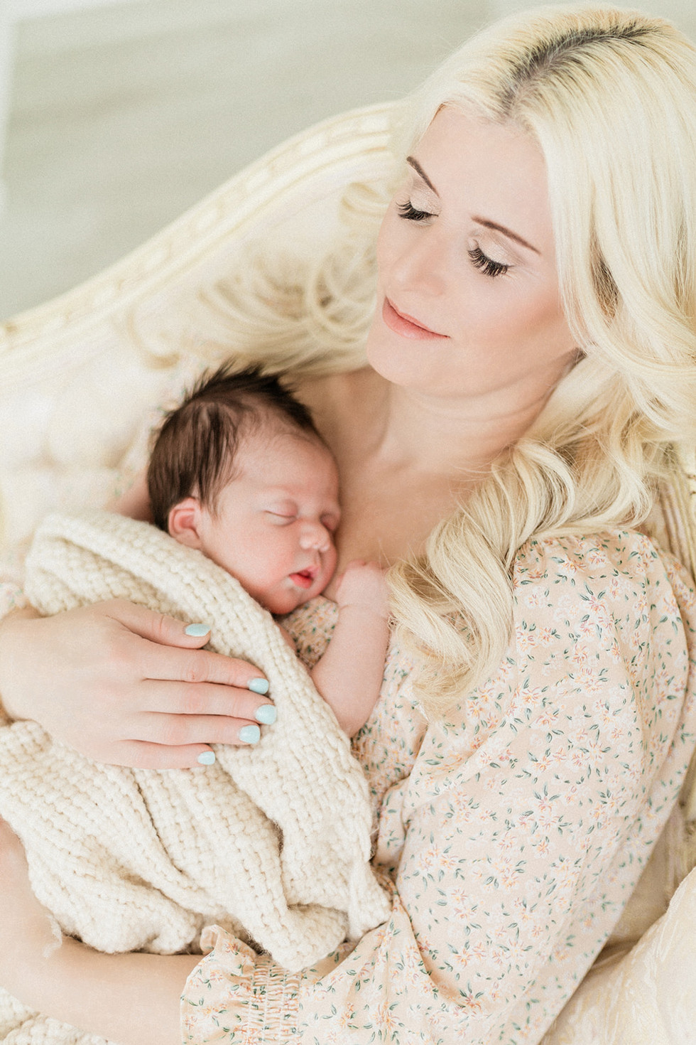 Sleeping baby and mom