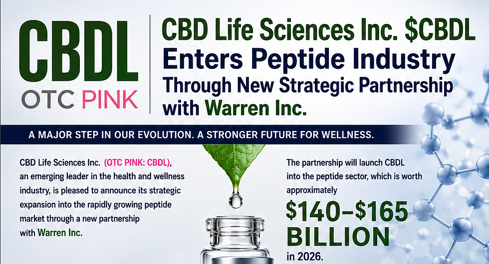 CBD Life Sciences Inc. $CBDL Enters Peptide Industry Through New Strategic Partnership with Warren Inc.