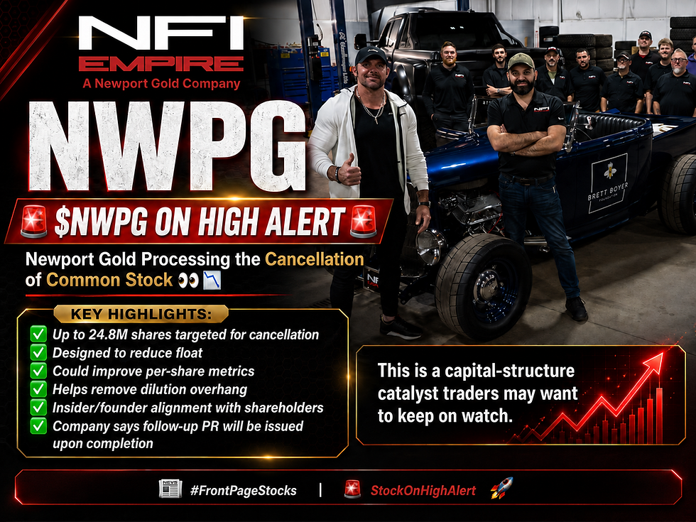 $NWPG Newport Gold Processing the Cancellation of Common Stock