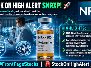 $NRXP NRx Pharmaceuticals Reports Positive FDA Office of Generic Drugs Feedback on Preservative-Free Ketamine Program
