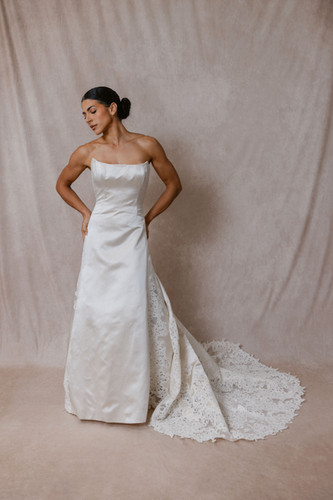navy blue dress for baby girl Vera Wang | Glauca Backless Mikado Fit & Flare Wedding Dress HK main image 0