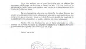 COLEGIO SAH RECIBE EMOTIVO SALUDO POR EX ALUMNO DESTACADO.