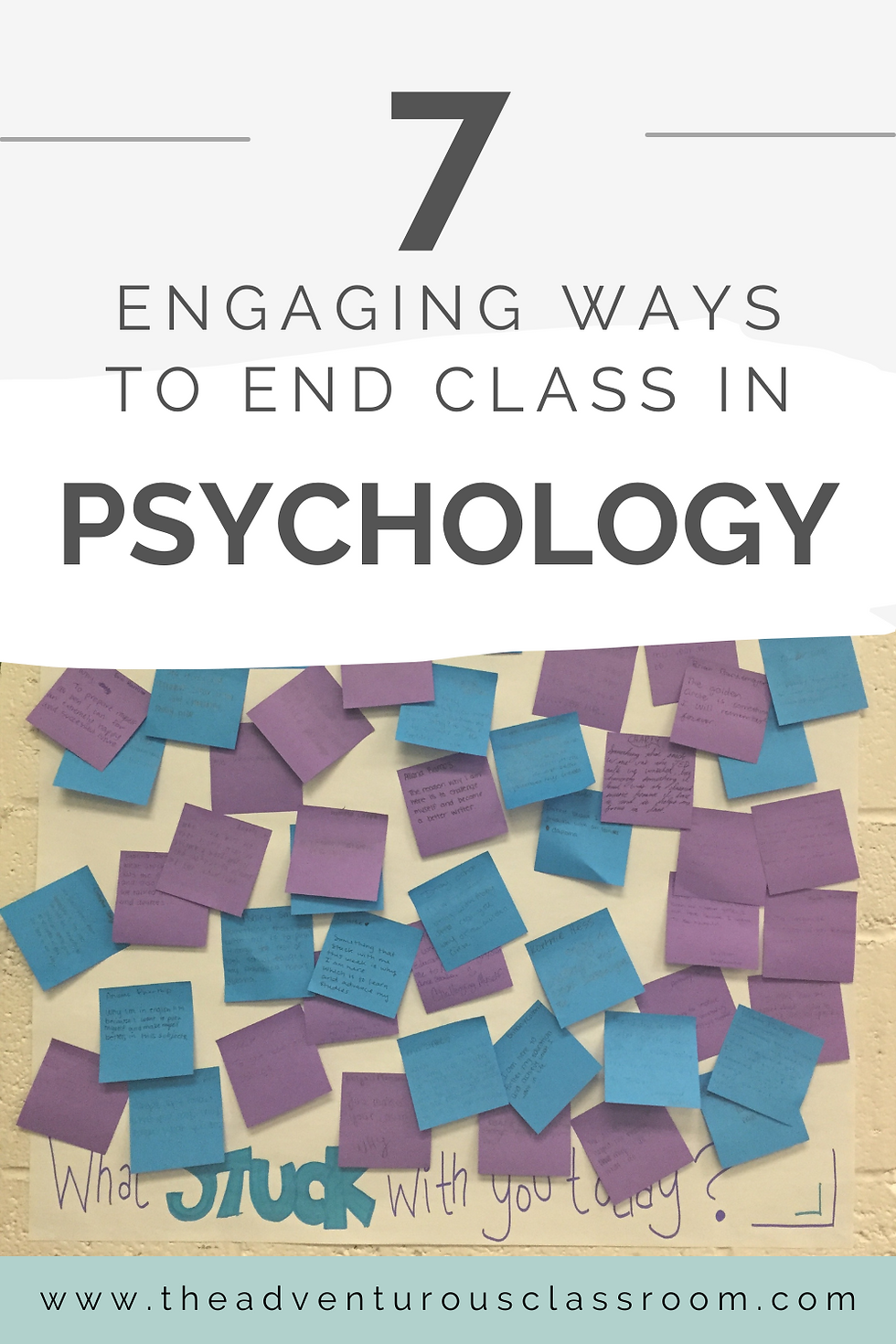Blog title with a poster board titled "What stuck with you today?" and filled with a variety of sticky notes