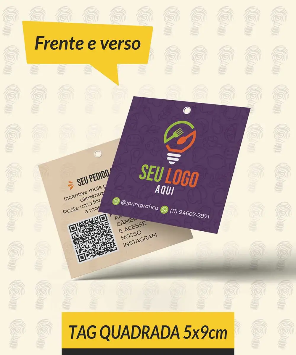 Tag Comercial 4x4 Cores 5x9cm Laminado Furo 5mm