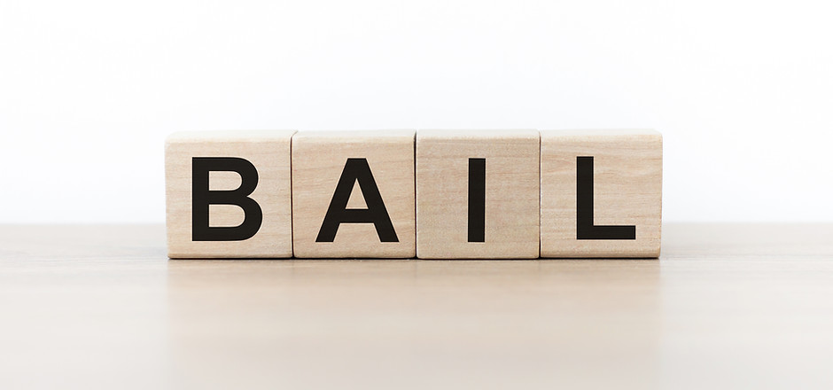 Four wooden cubes with letters Bail. Business marketing concept. Reflection of the caption