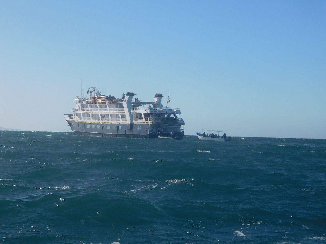 Expedition ship in Baja California