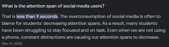 Social media attention span