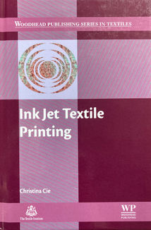 Magenta toned cover with title of Ink Jet Textile Printing in white