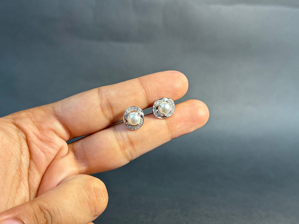 Silver pearl studs