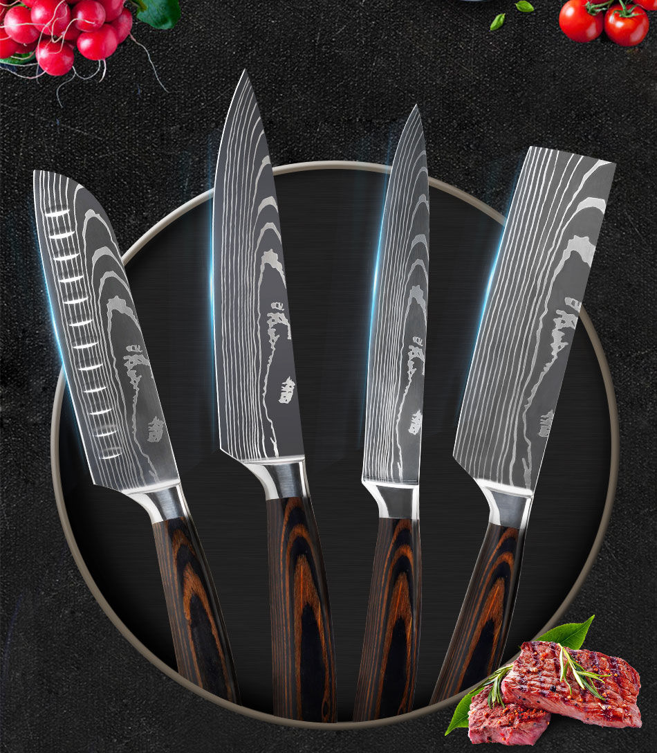 Thumbnail: Damascus Style Kitchen Knife Set