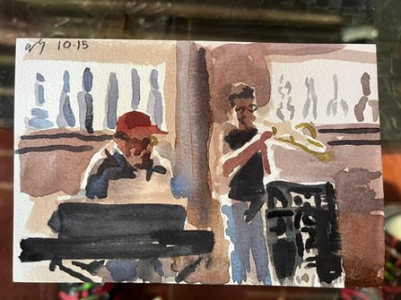 Watercolor from a D'Sievers show at the Jazz Shepherd