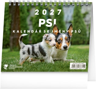 NOTIQUE Stolní kalendář Psi – se jmény psů 2027, 16,5 x 13 cm