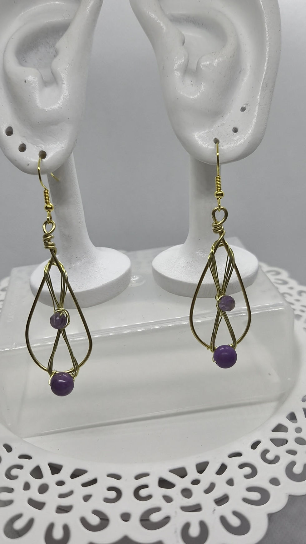 Thumbnail: Handmade pear drop earrings