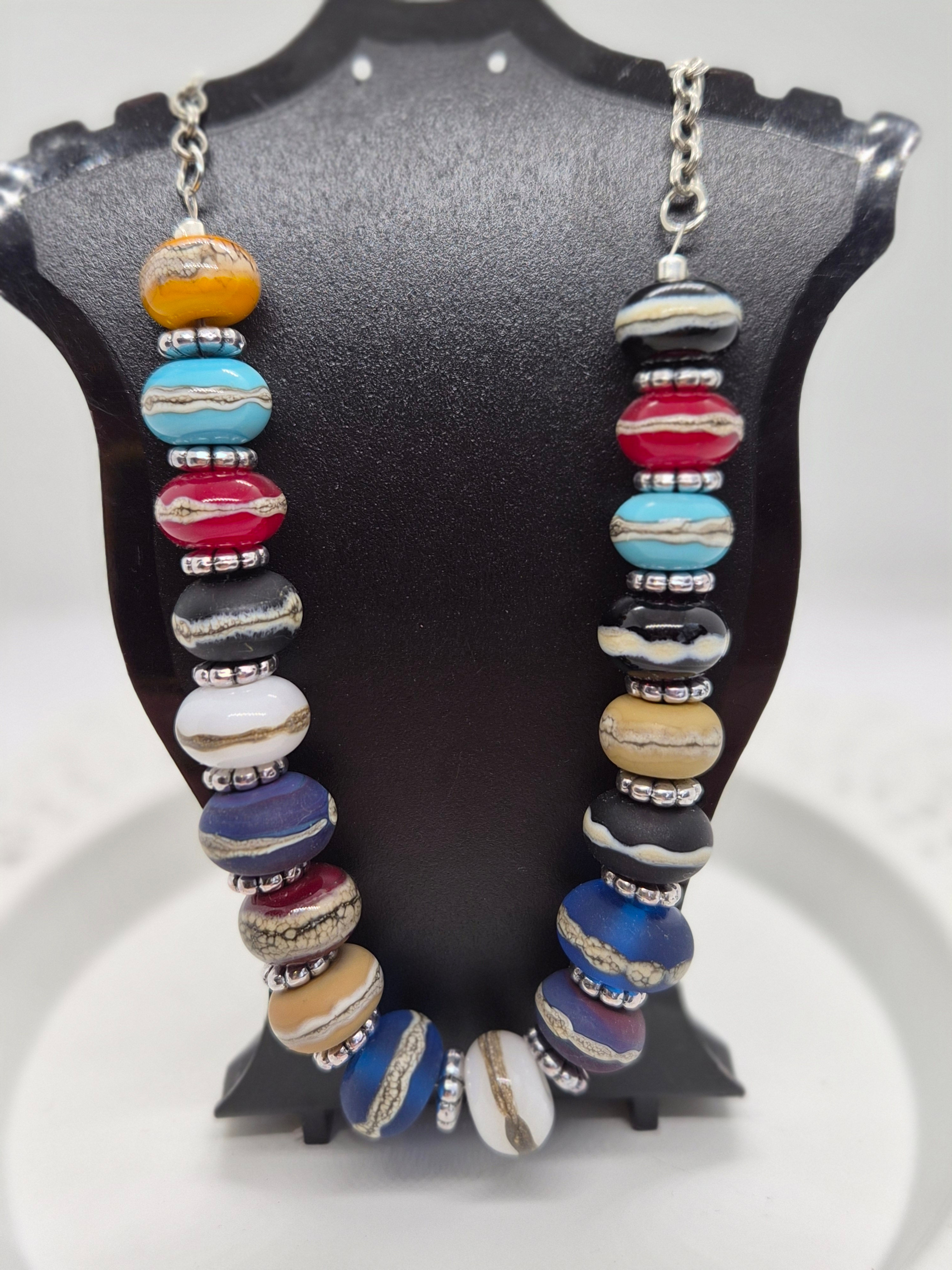 Handmade glass bead necklace