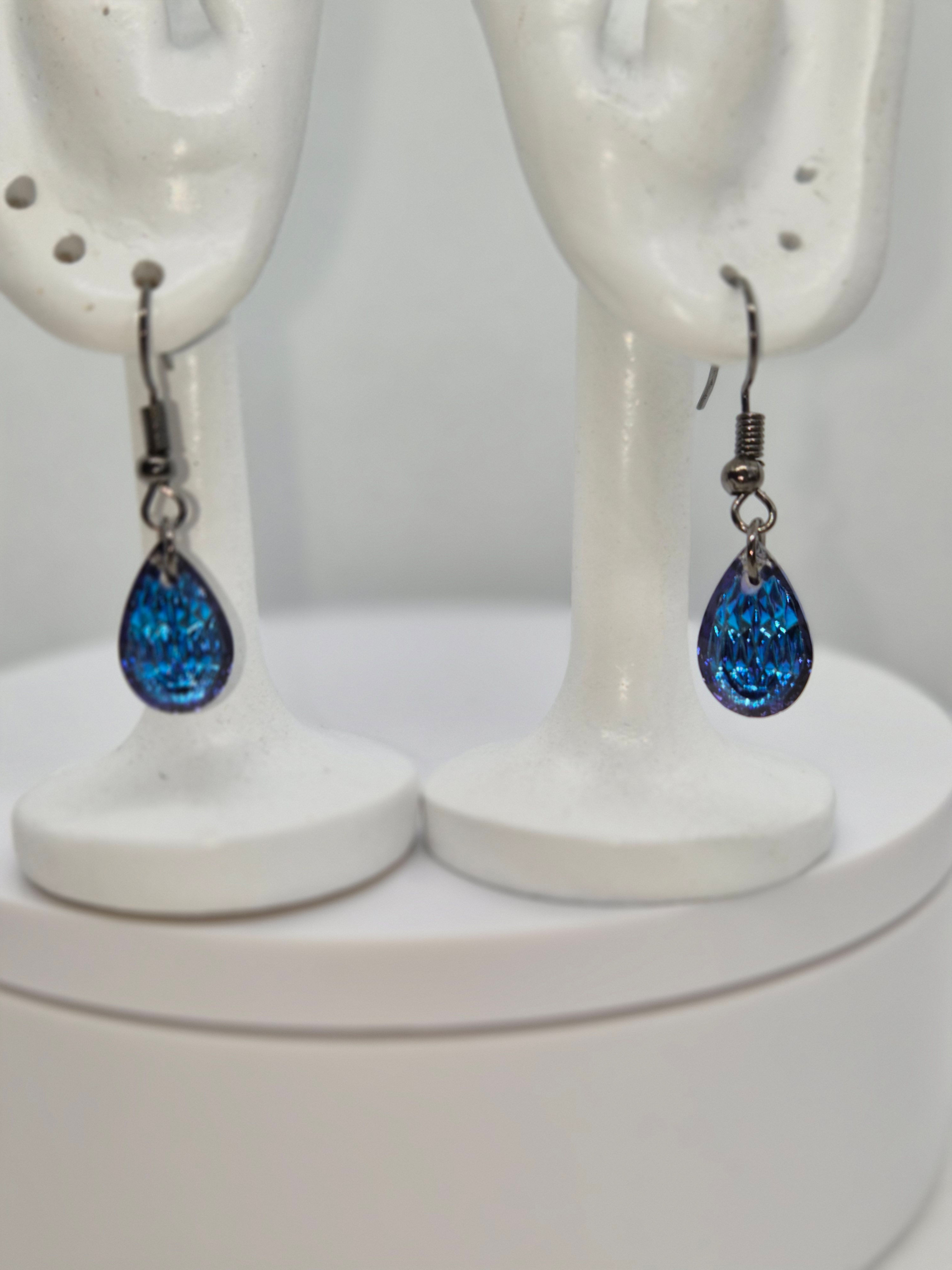 Blue teardrop crystal earrings