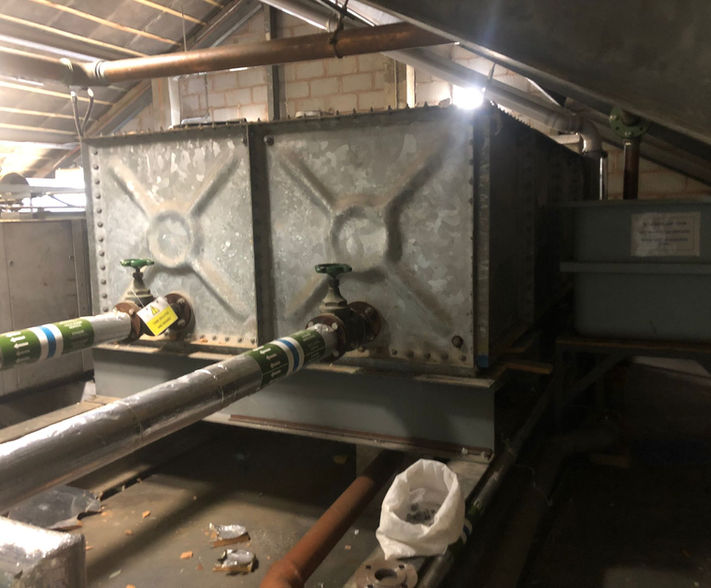 Steel water tank in hospital.