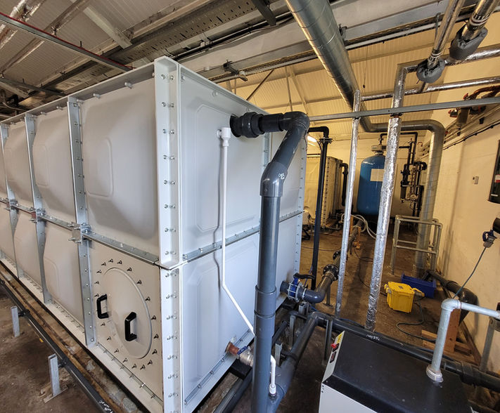 Sectional GRP water tank.