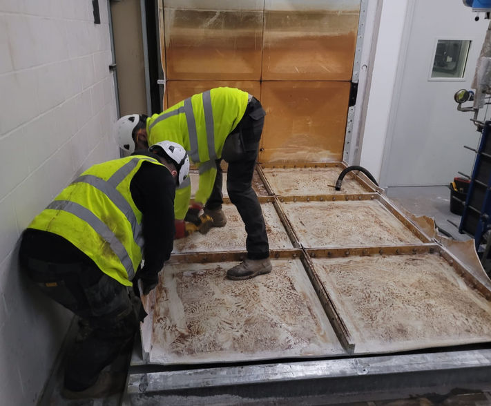 Water tank being dismantled.