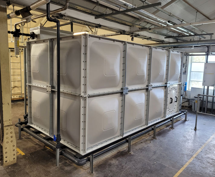 Sectional water tank.