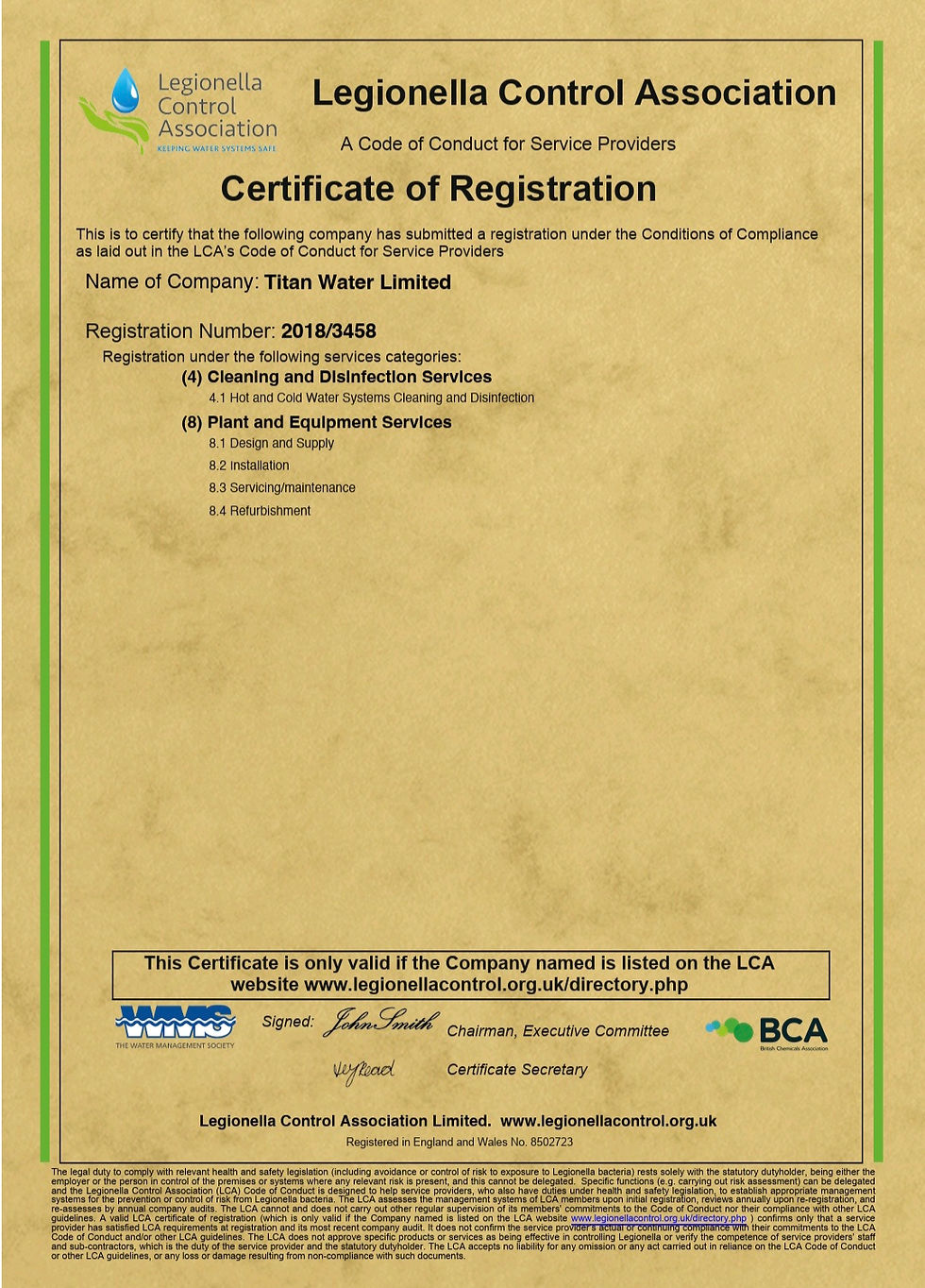 LCA Certificate