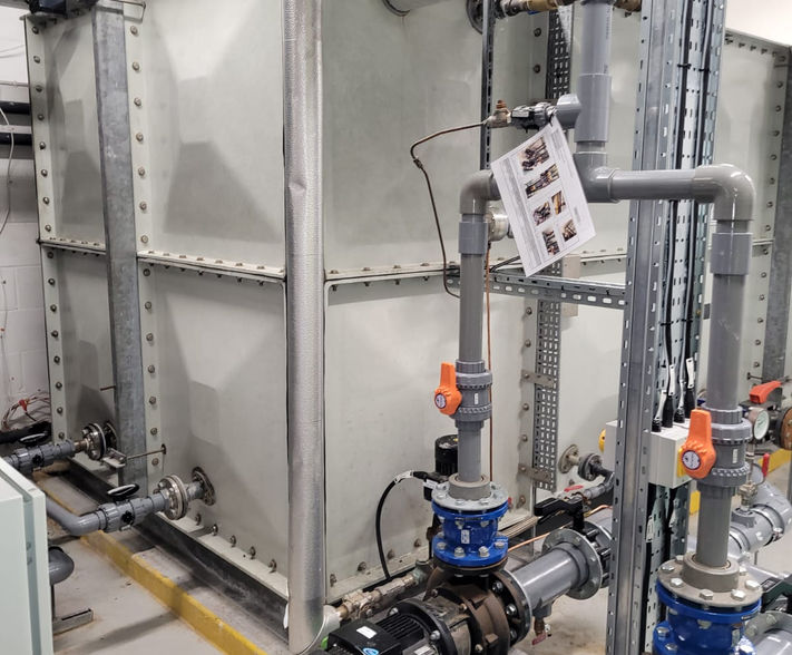 Sectional water tank.