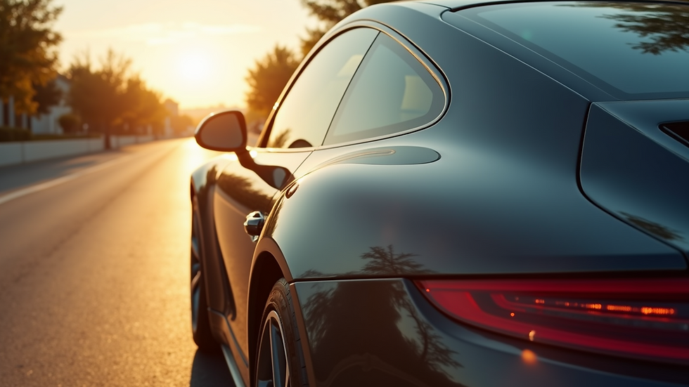 High angle view of a car parked under the sun showcasing ceramic window tint