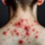 A man with severe hemorrhagic acne fulminans over back