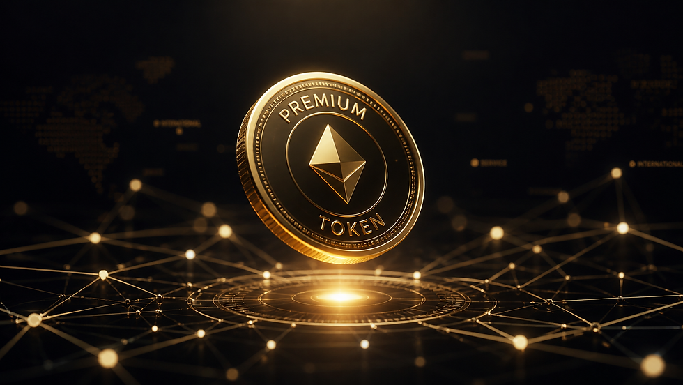 A premium digital token floating in a dark environment with subtle gold glow.png