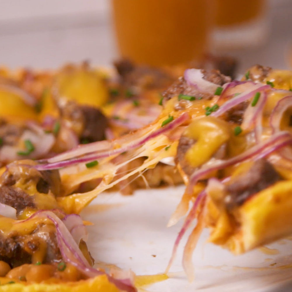 Cheesy Boerie & Baked Beans Omelette Pizza